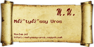 Mátyássy Uros névjegykártya